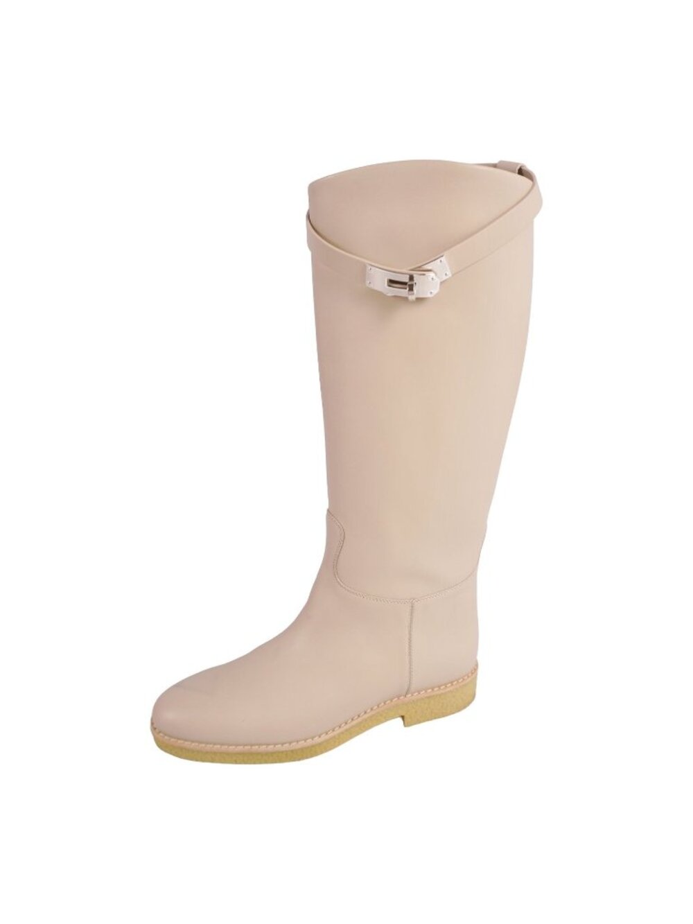 Hermes Boots Long Jumping Kelly Shoes Leather Beige
